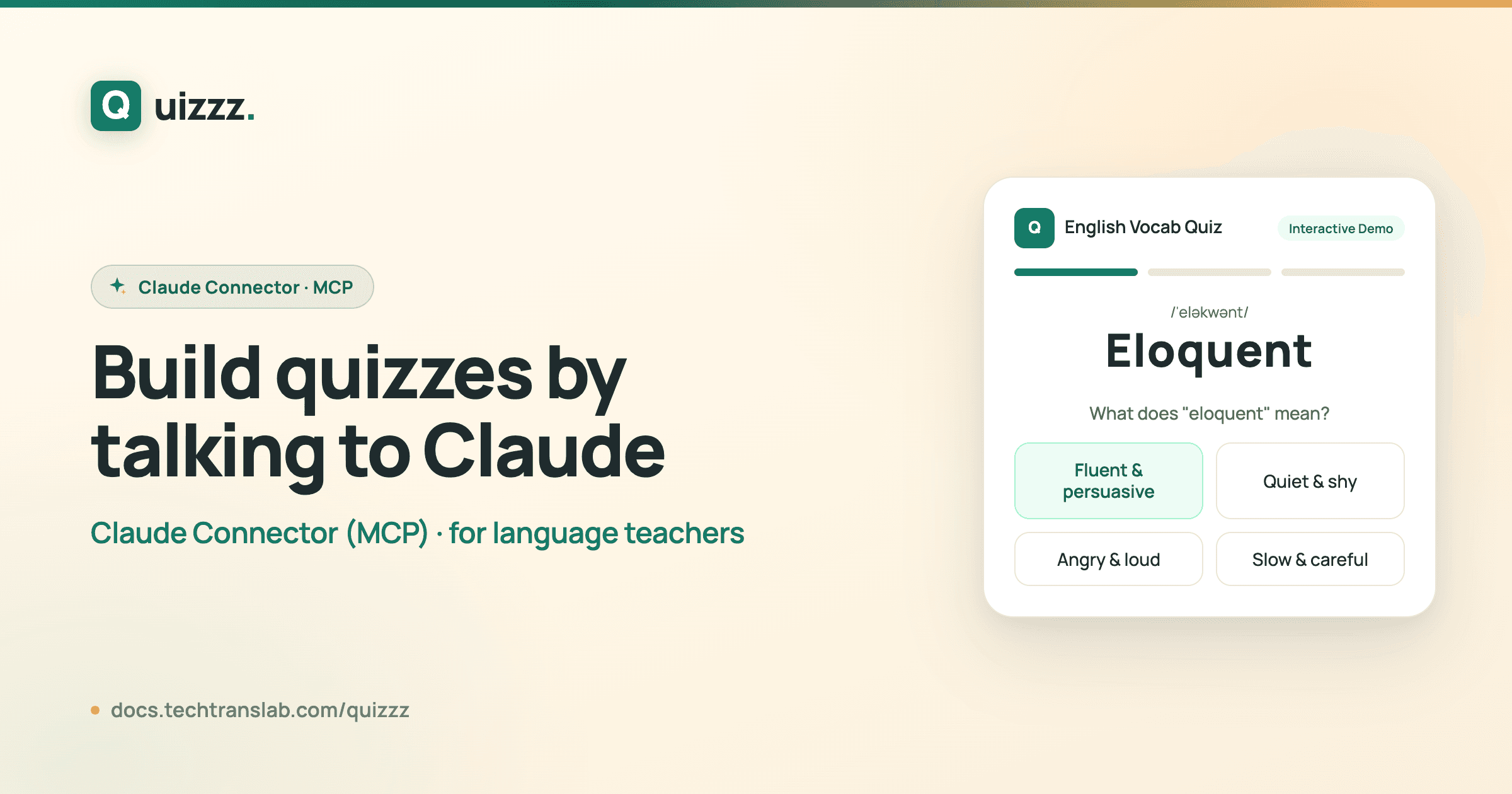 Build quizzes by talking to Claude — Quizzz
